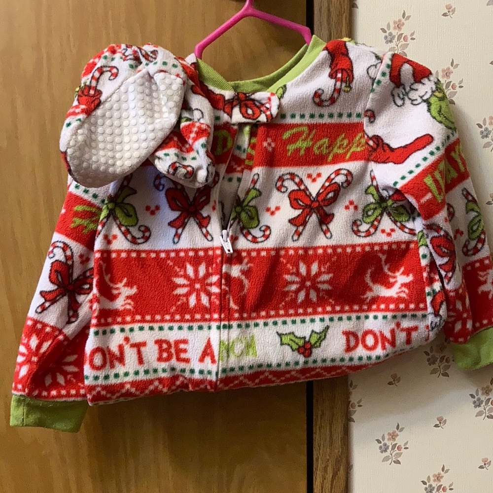 Grinch footed pajamas 18 months